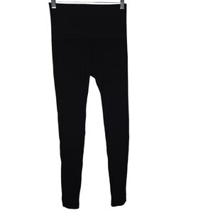 ELETIAN Women's High Waist Black Ribbed Leggings One Size Fits Most Wide Band